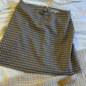 Reformation Beige and Black Plaid Skirt
